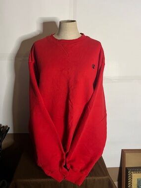 Unisex oversized red crew neck champion sweatshirt thick hike ready
